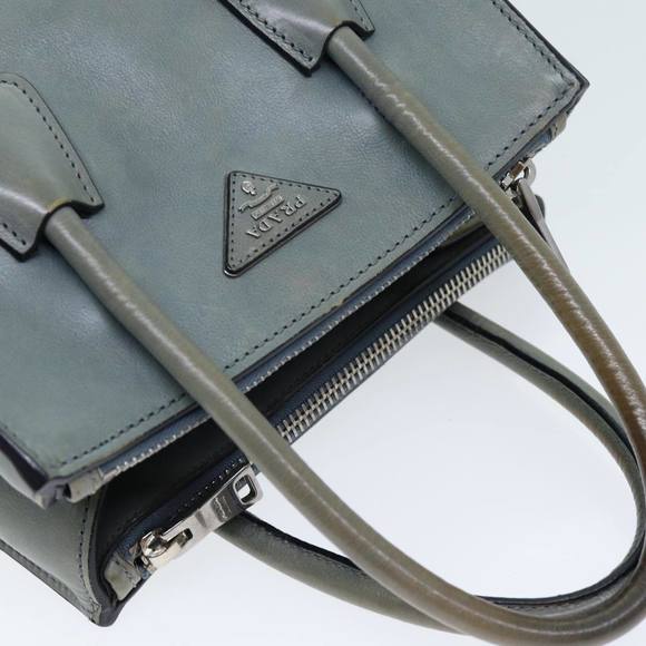 PRADA Hand Bag Leather 2way Gray Auth 72026 - Picture 6 of 16